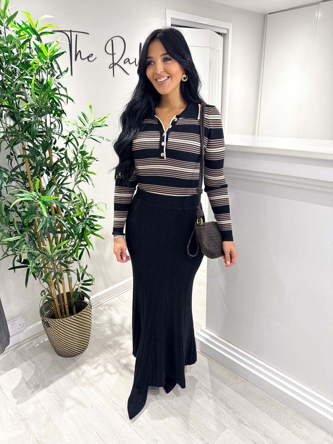 Ruth Stripe Bodysuit - Black