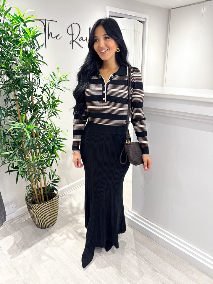 Ruth Stripe Bodysuit - Black