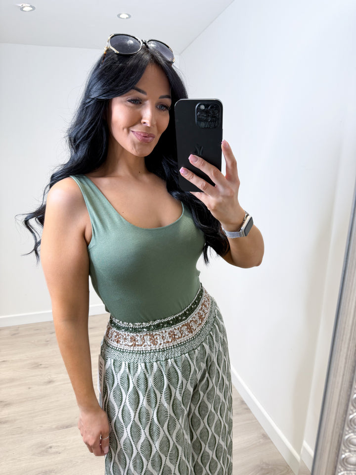 Printed Palazzo - Khaki Green