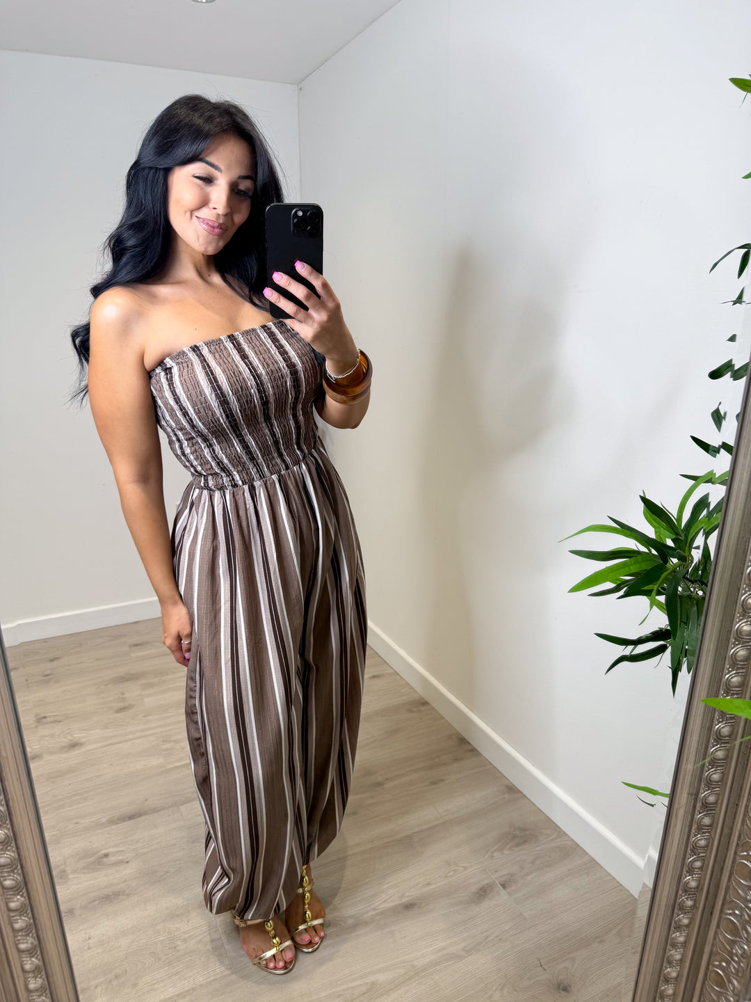 Humbug Jumpsuit - Mocha/White