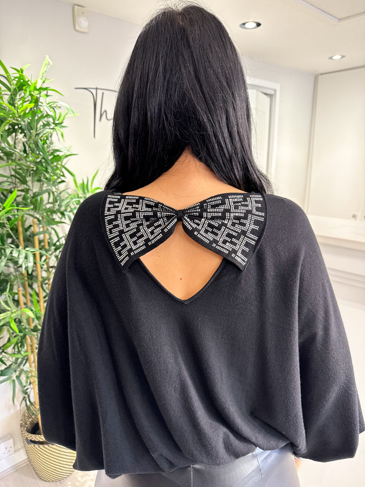 Hayley Bow Back Top - Black