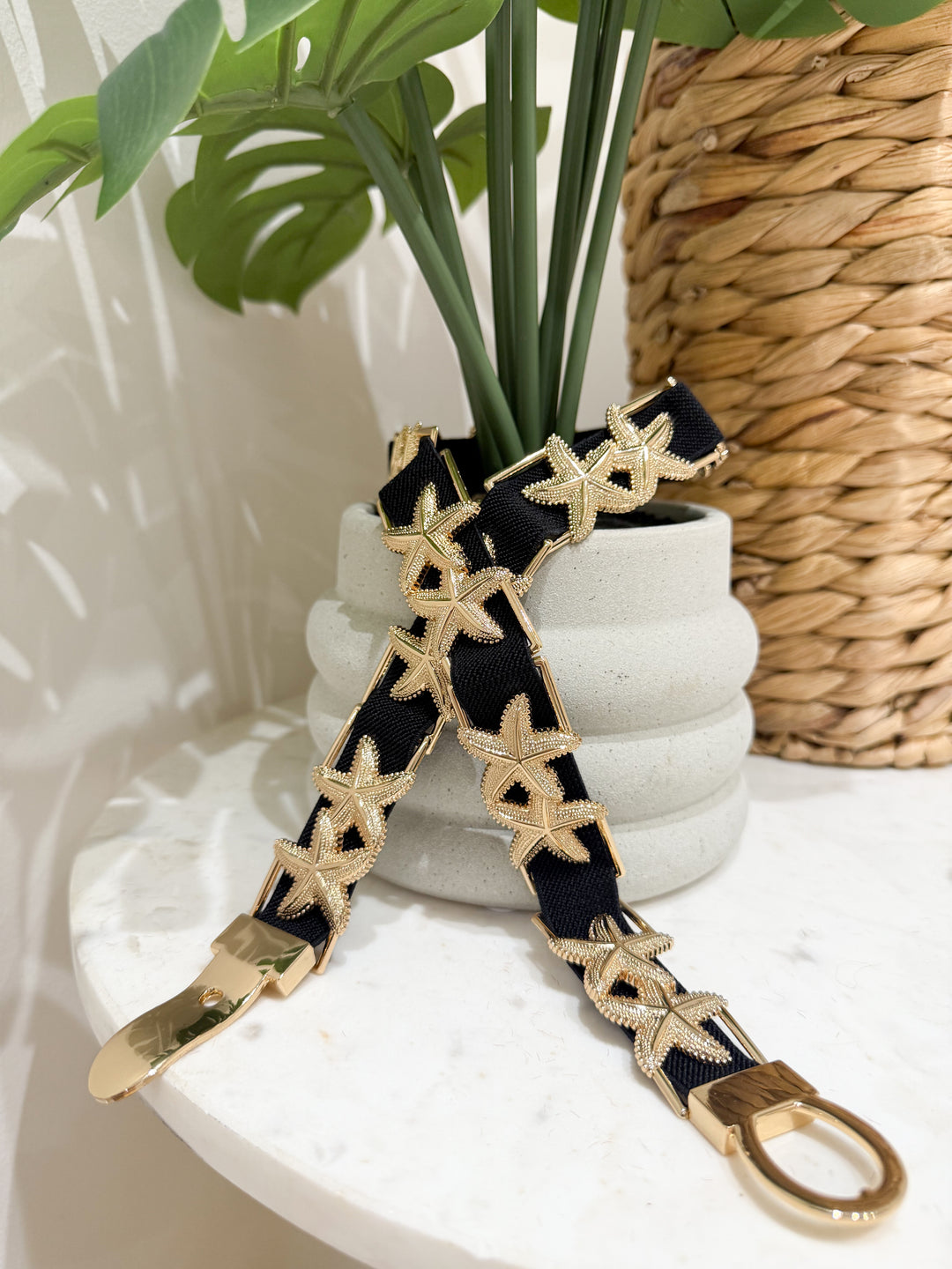 Elasticated Starfish Belt - Black