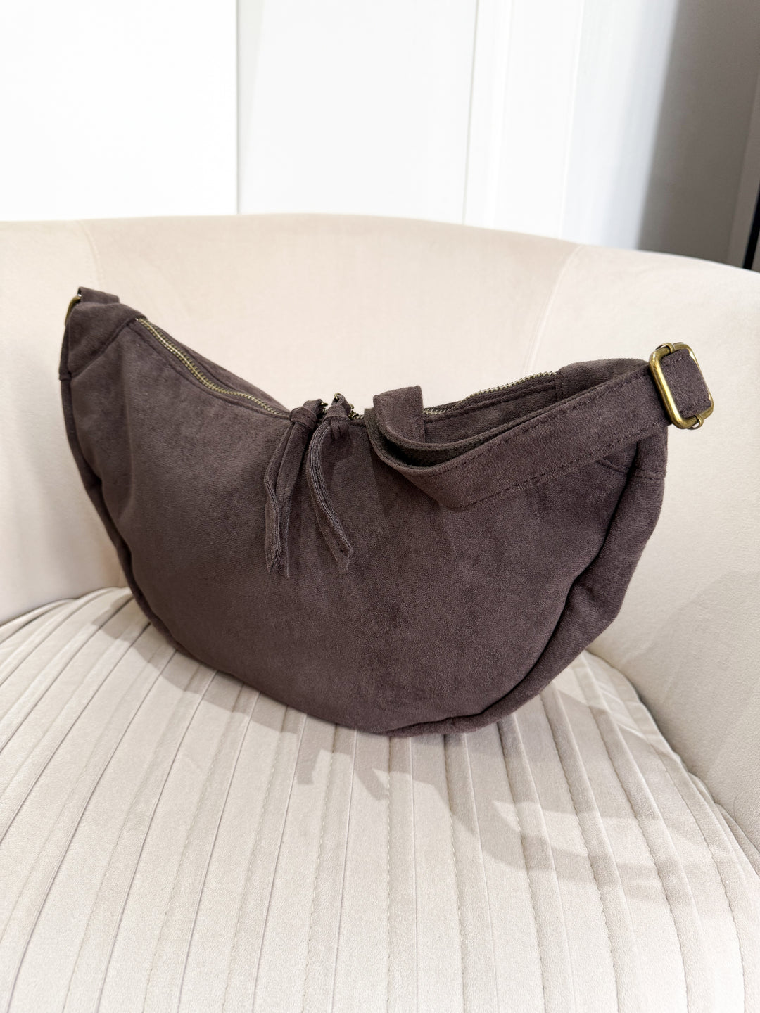 Velvet Crossbody Bag - Chocolate