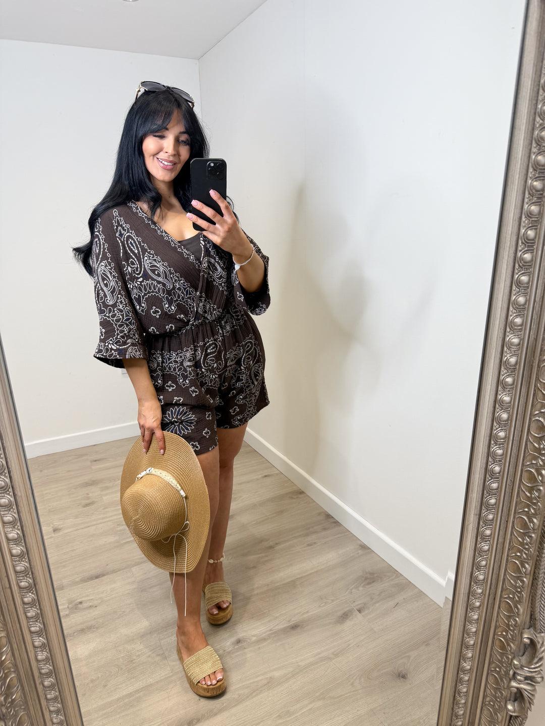 Bandanna Print Playsuit - Chocolate