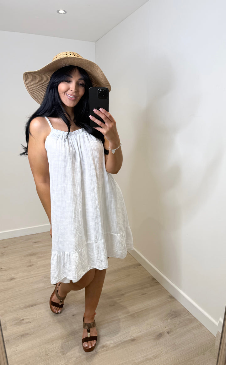 Cheesecloth Sundress - White