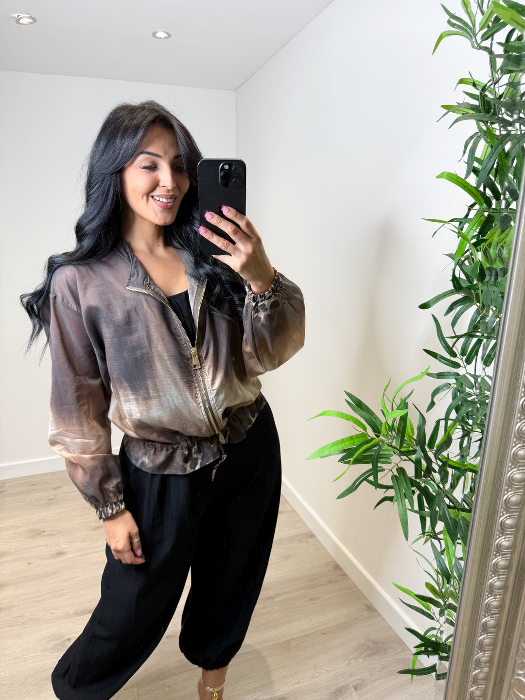 Leopard Ombré Bomber Jacket - Chocolate