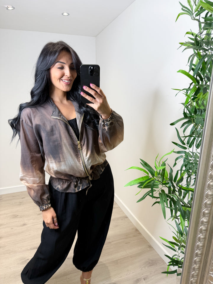 Leopard Ombré Bomber Jacket - Chocolate
