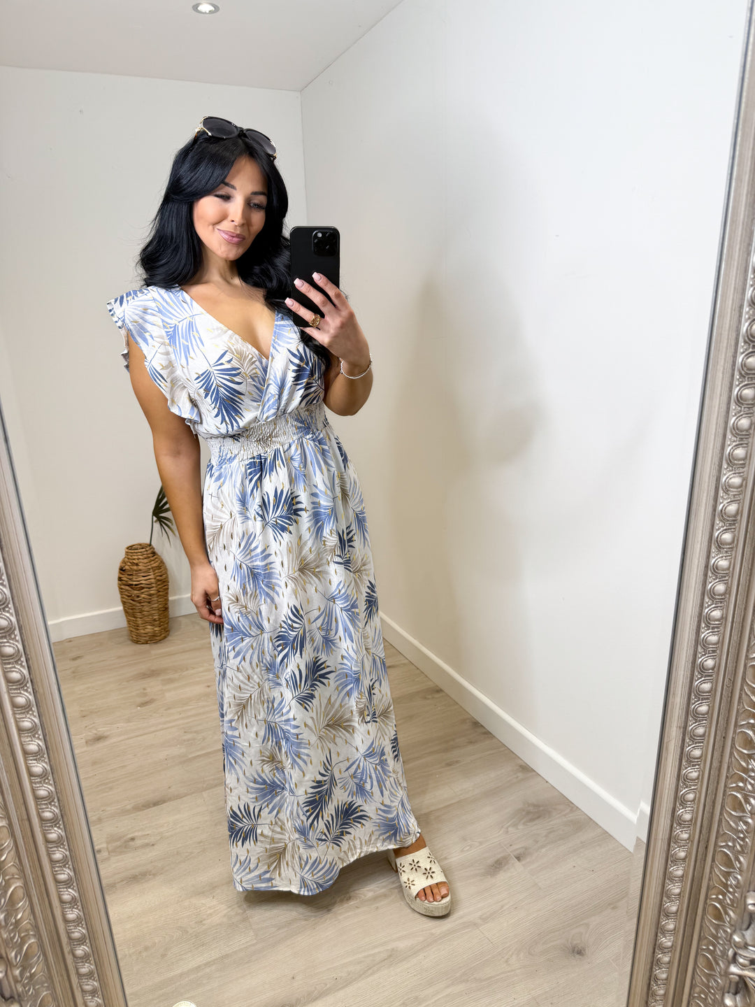 Leaf Maxi Dress - Navy
