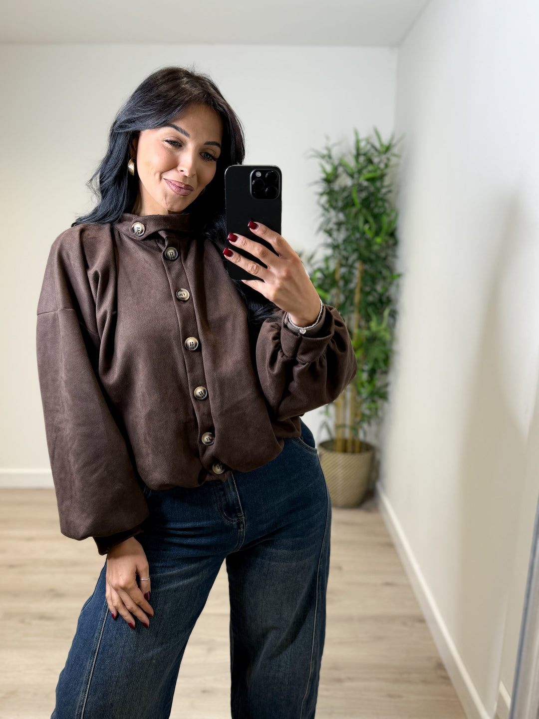 Stacey Faux Suede Jacket - Chocolate