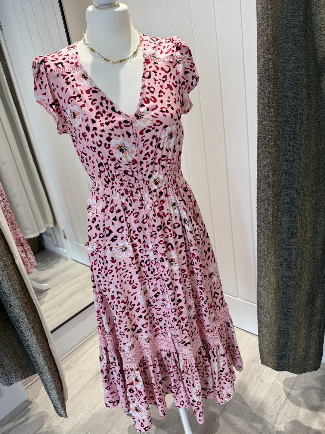 Stella Leopard Floral Dress - Pink