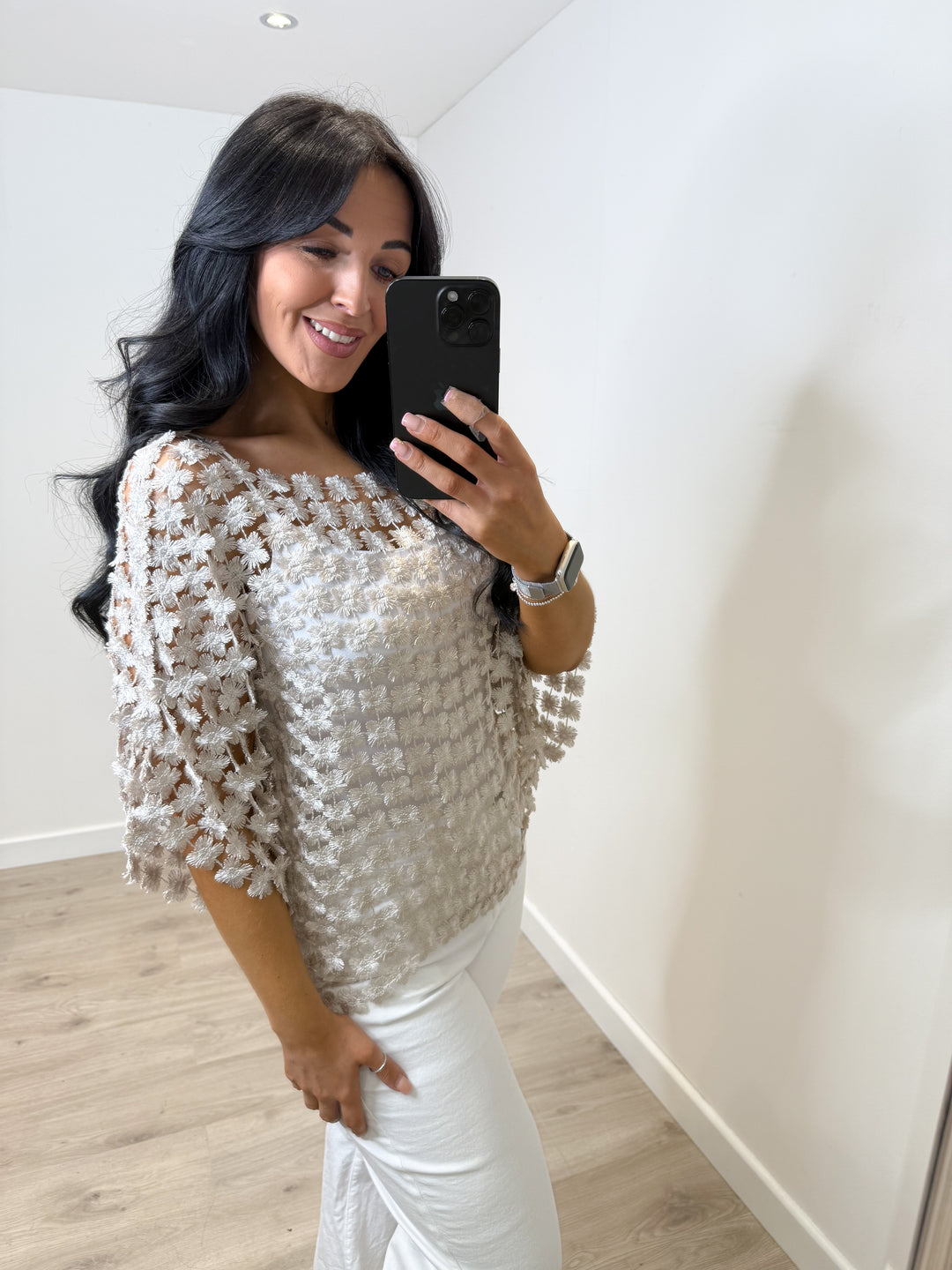 Daisy Metallic Top - Champagne