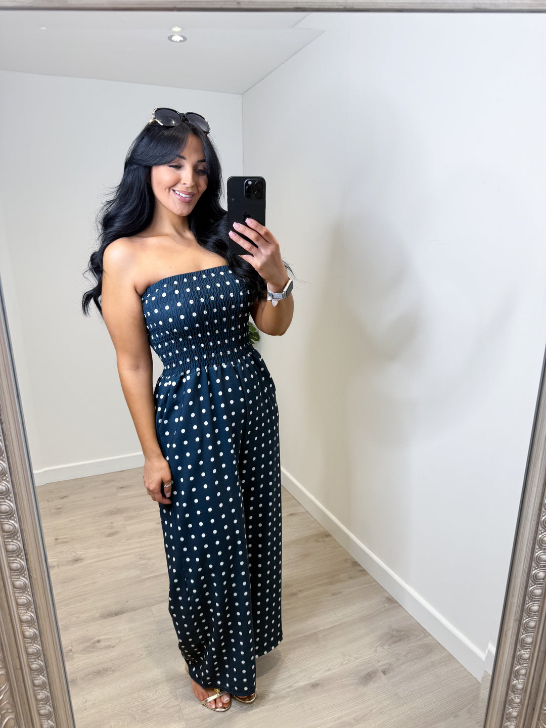 Polkadot Jumpsuit - Navy