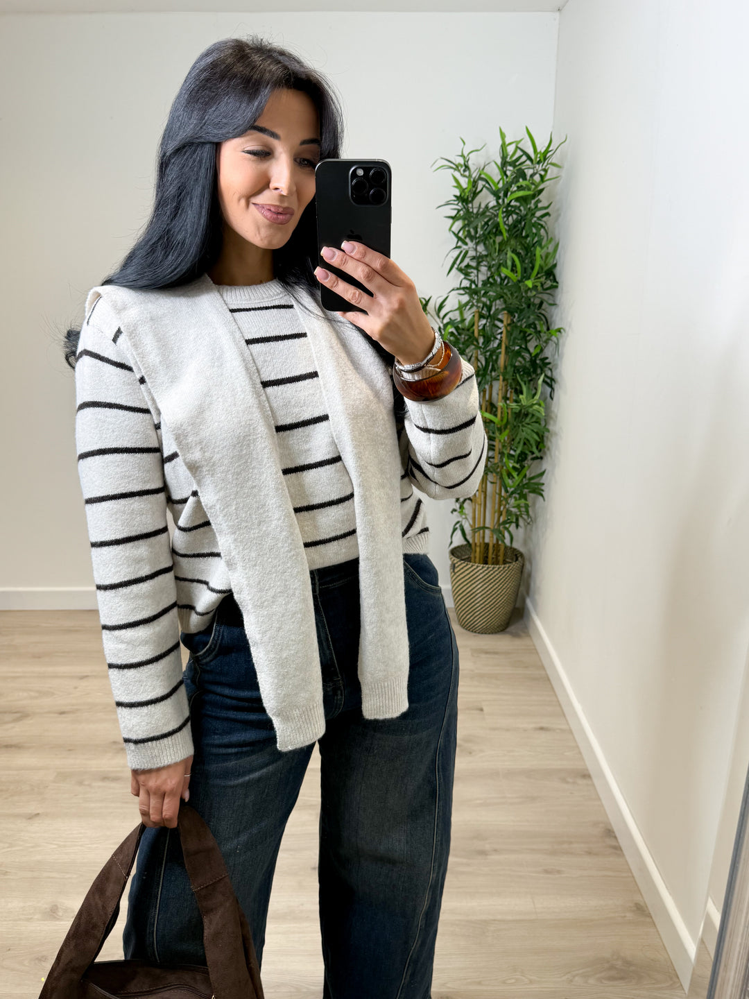 Sally Stripe Jumper - Chocolate