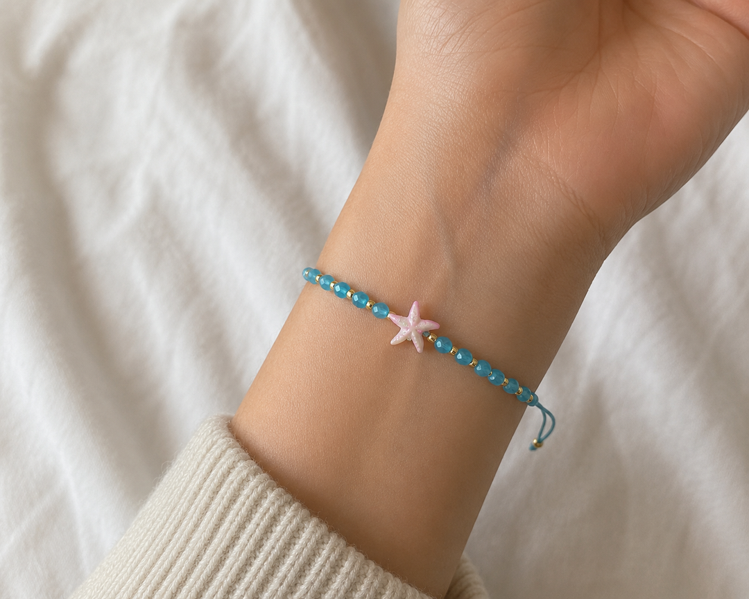 Starfish Beaded Bracelet - Blue