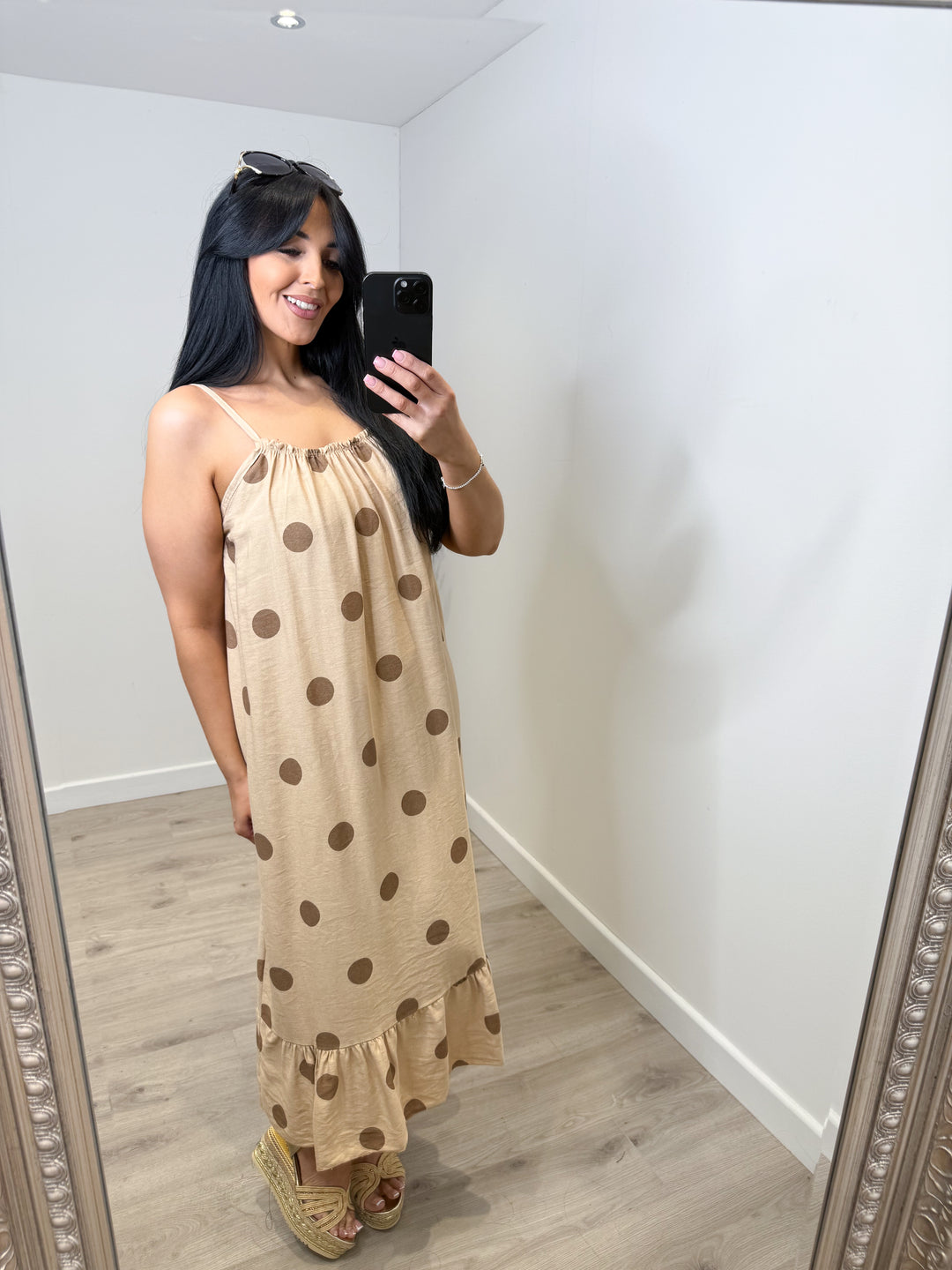 Spotty Sun Dress - Camel