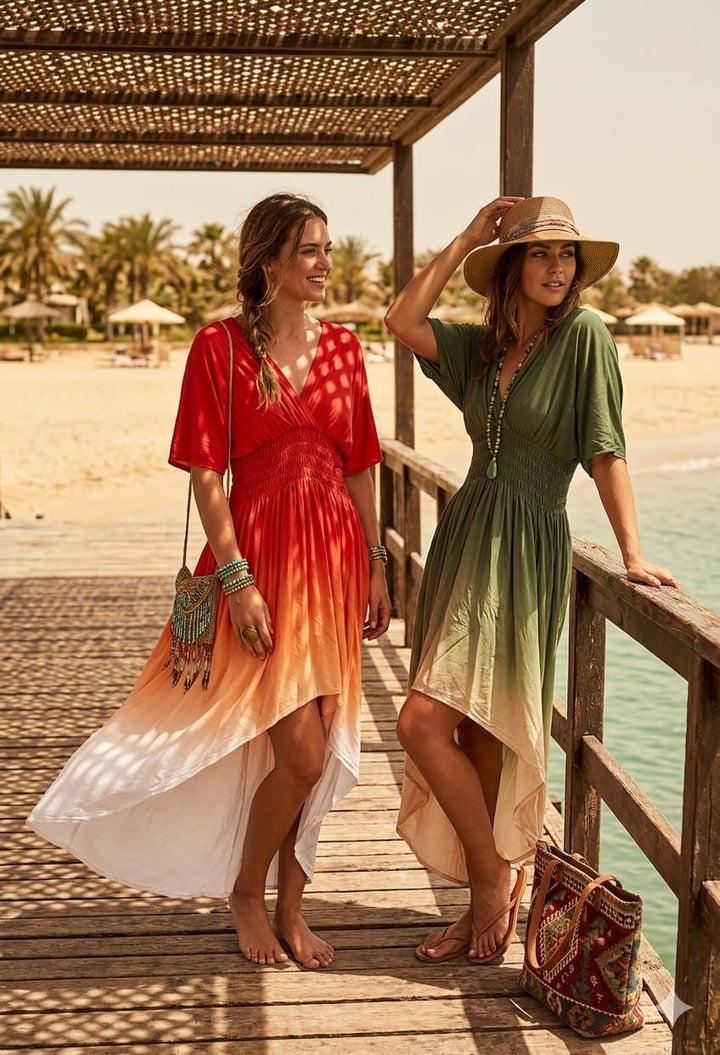 High Low Tye Dye Dress - Orange