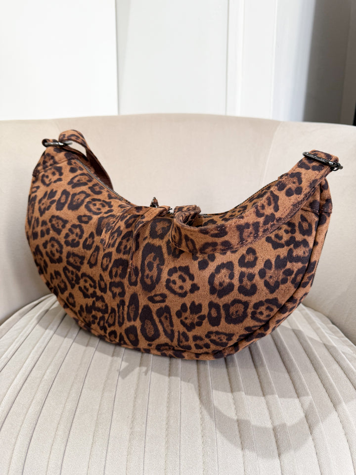 Velvet Crossbody Bag - Leopard Print