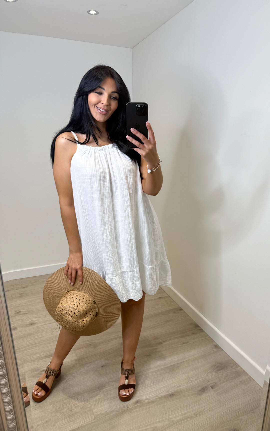 Cheesecloth Sundress - White