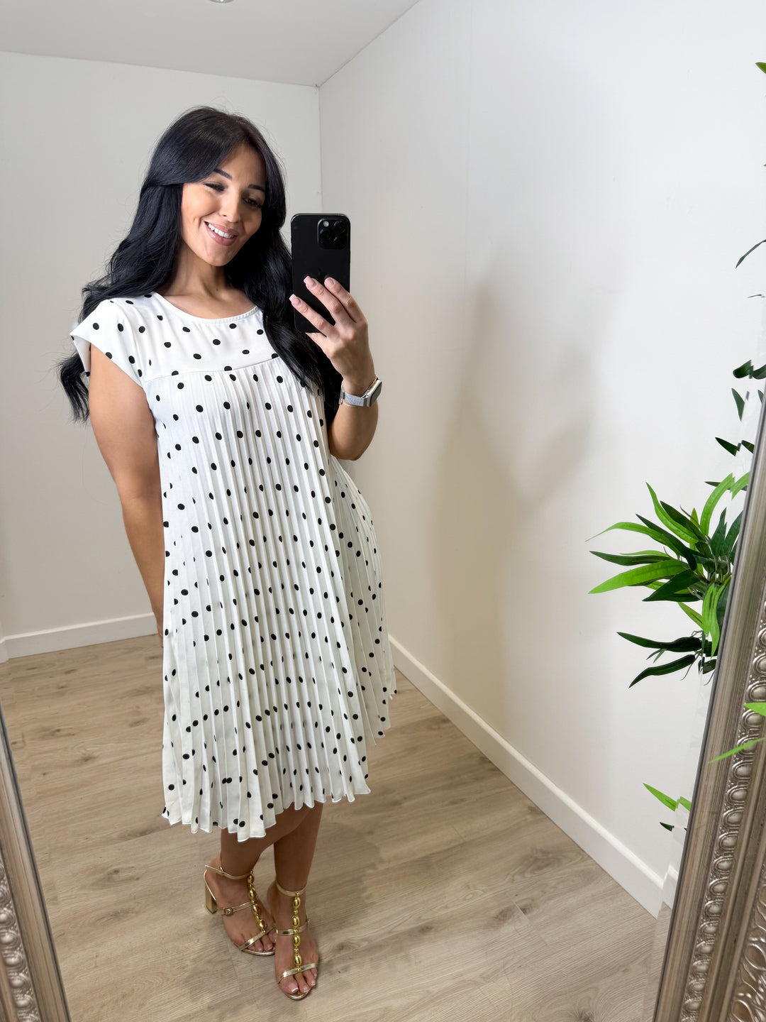 Polly Polka Dot Dress - White