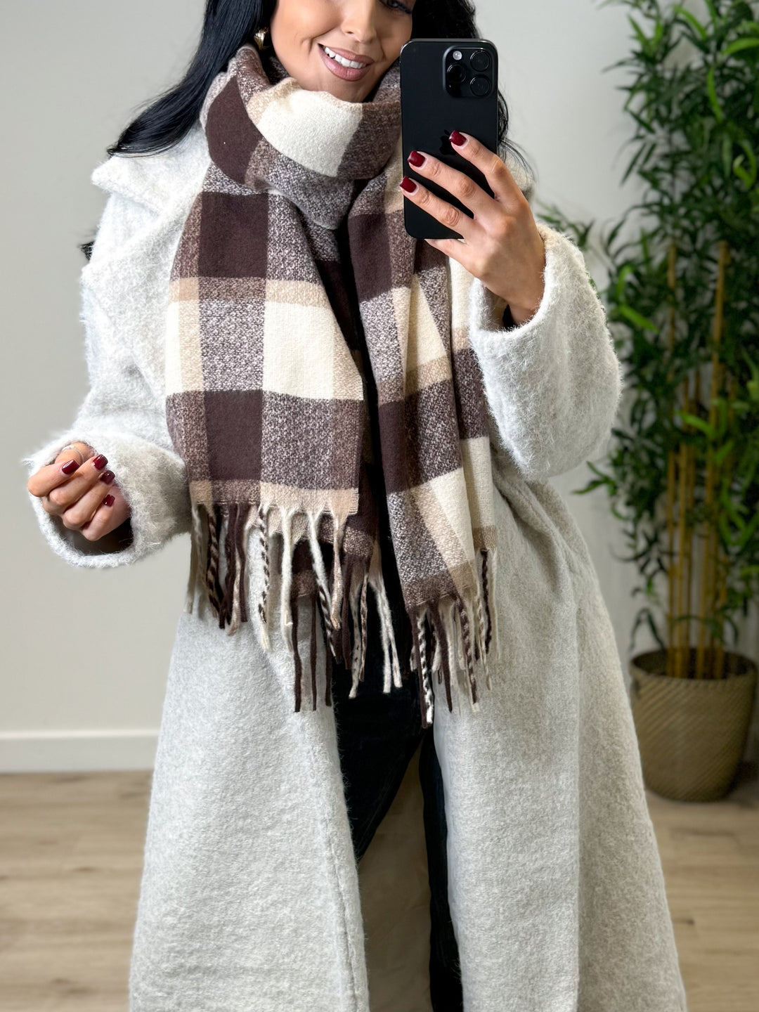 Una Checked Scarf - Chocolate