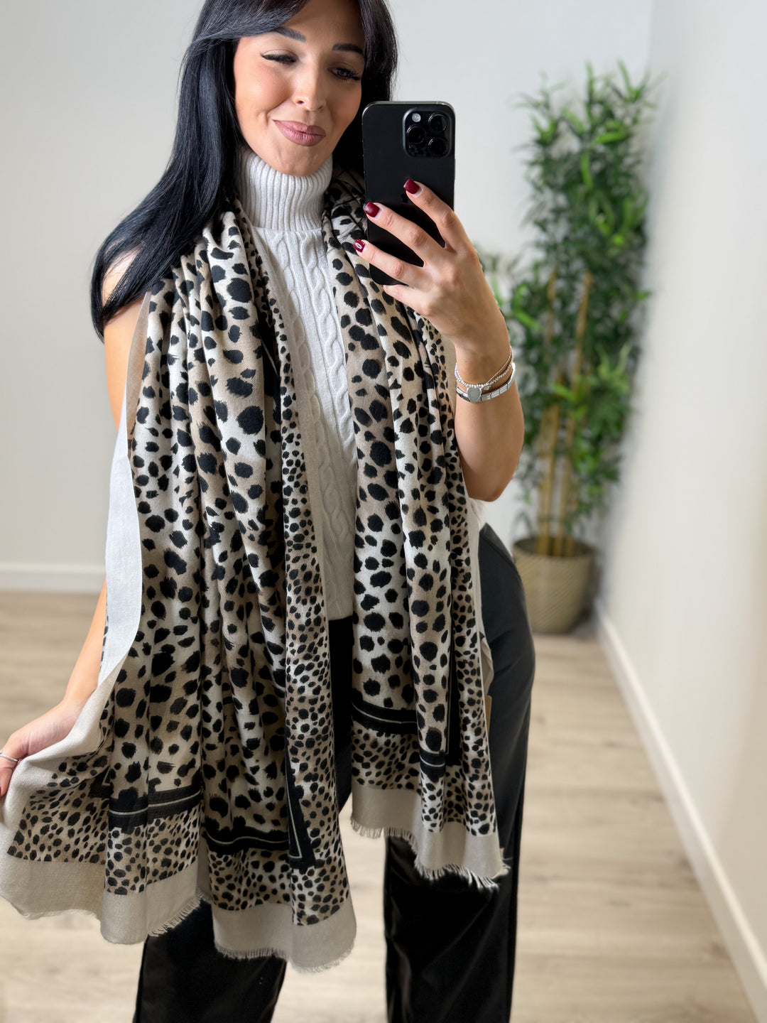Bambi Print Scarf - Beige