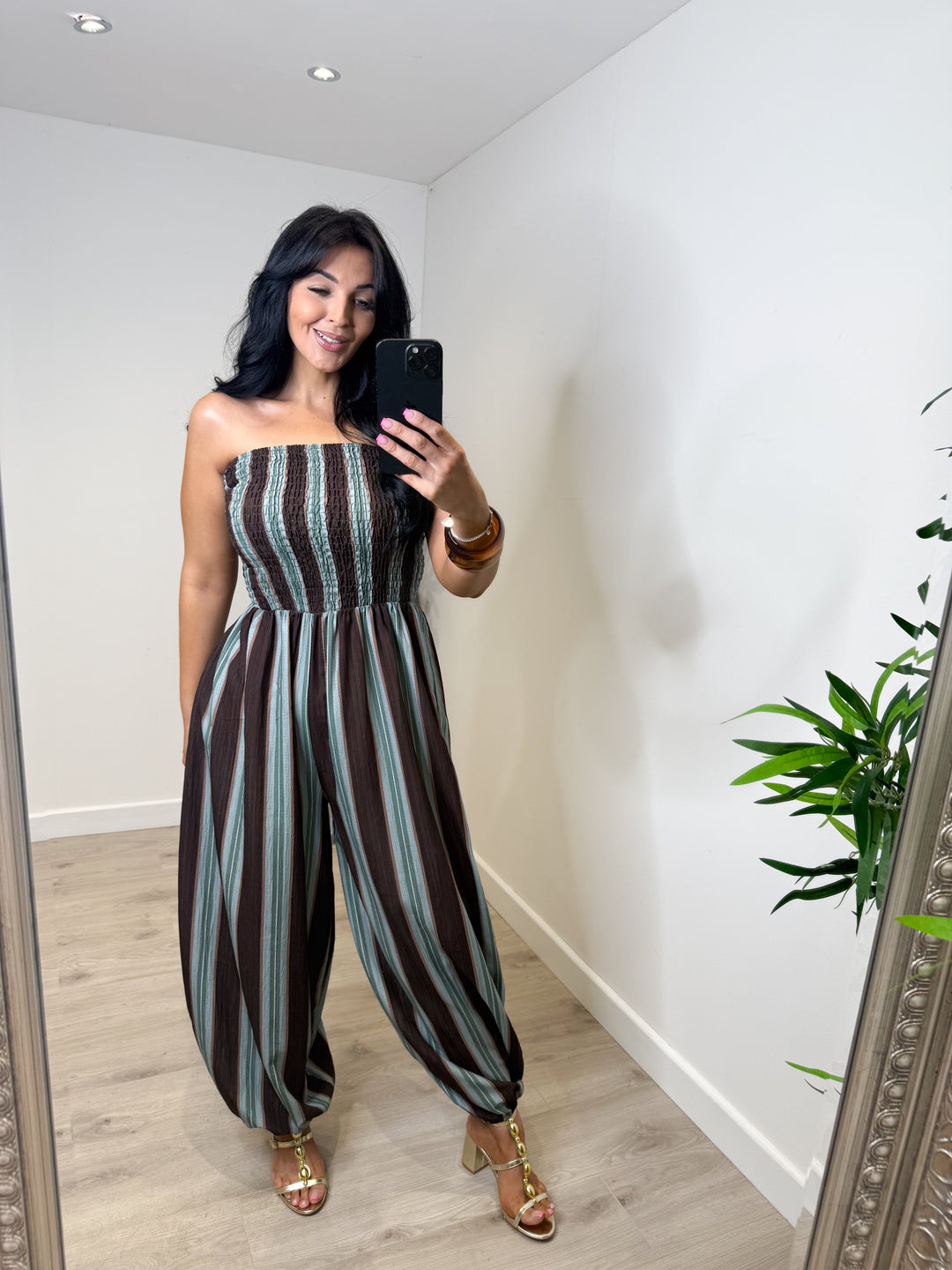 Humbug Jumpsuit - Aqua/Chocolate