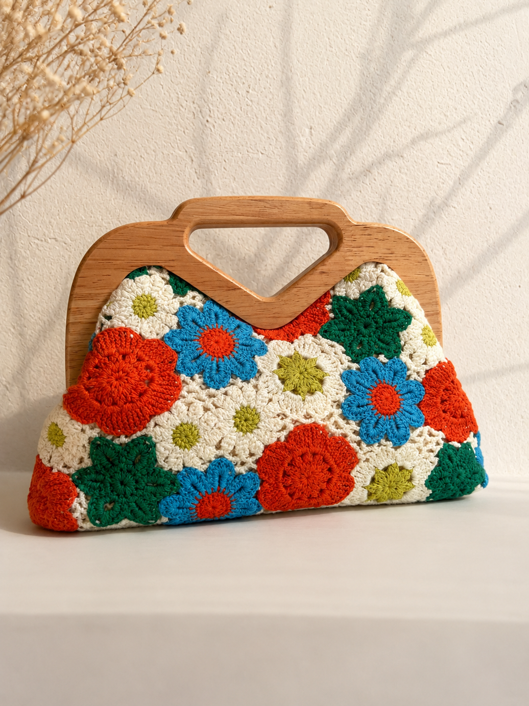 Flower Crochet Bag - Orange/Blue/Green