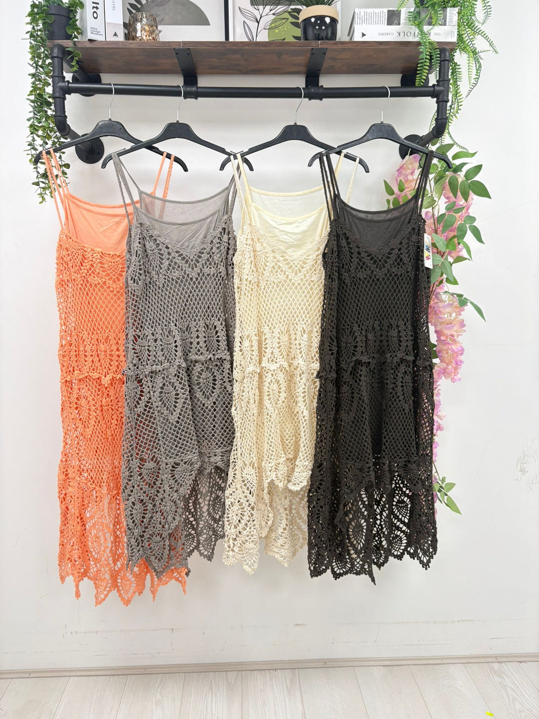 Crochet High Lo Dress - Coral