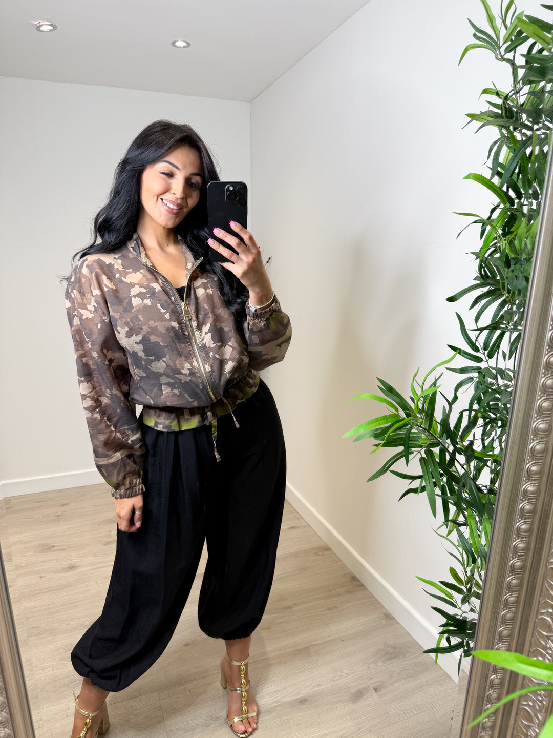 Camouflage Bomber Jacket - Chocolate