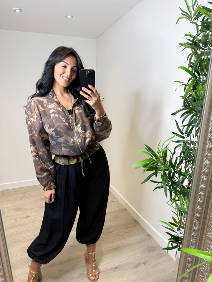 Camouflage Bomber Jacket - Chocolate