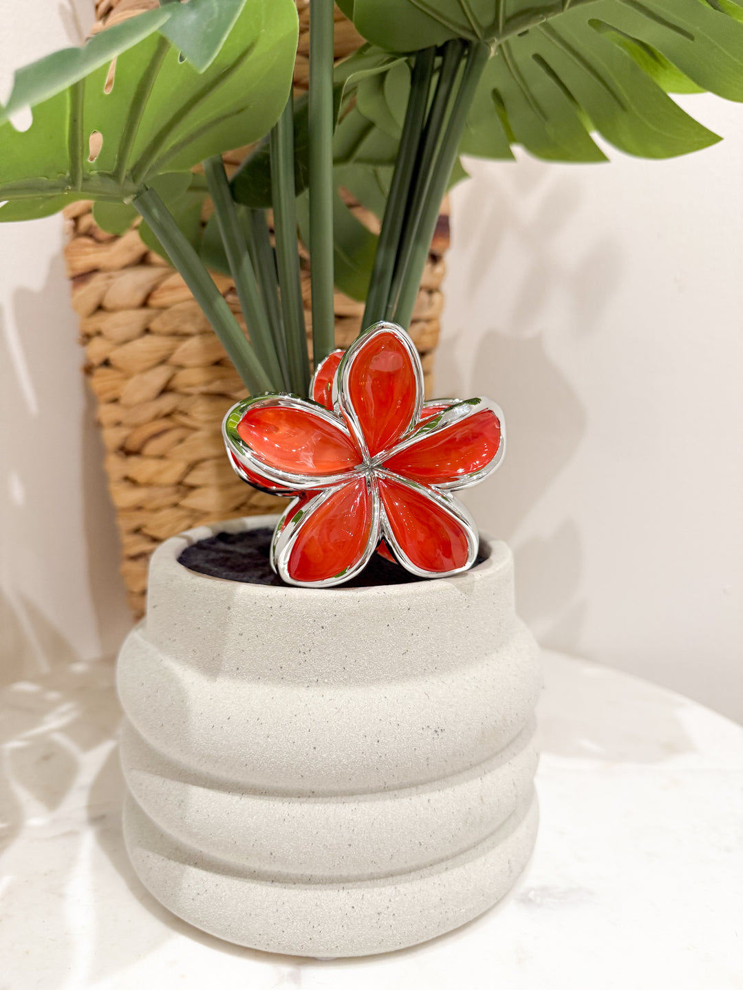 Flower Clip - Coral