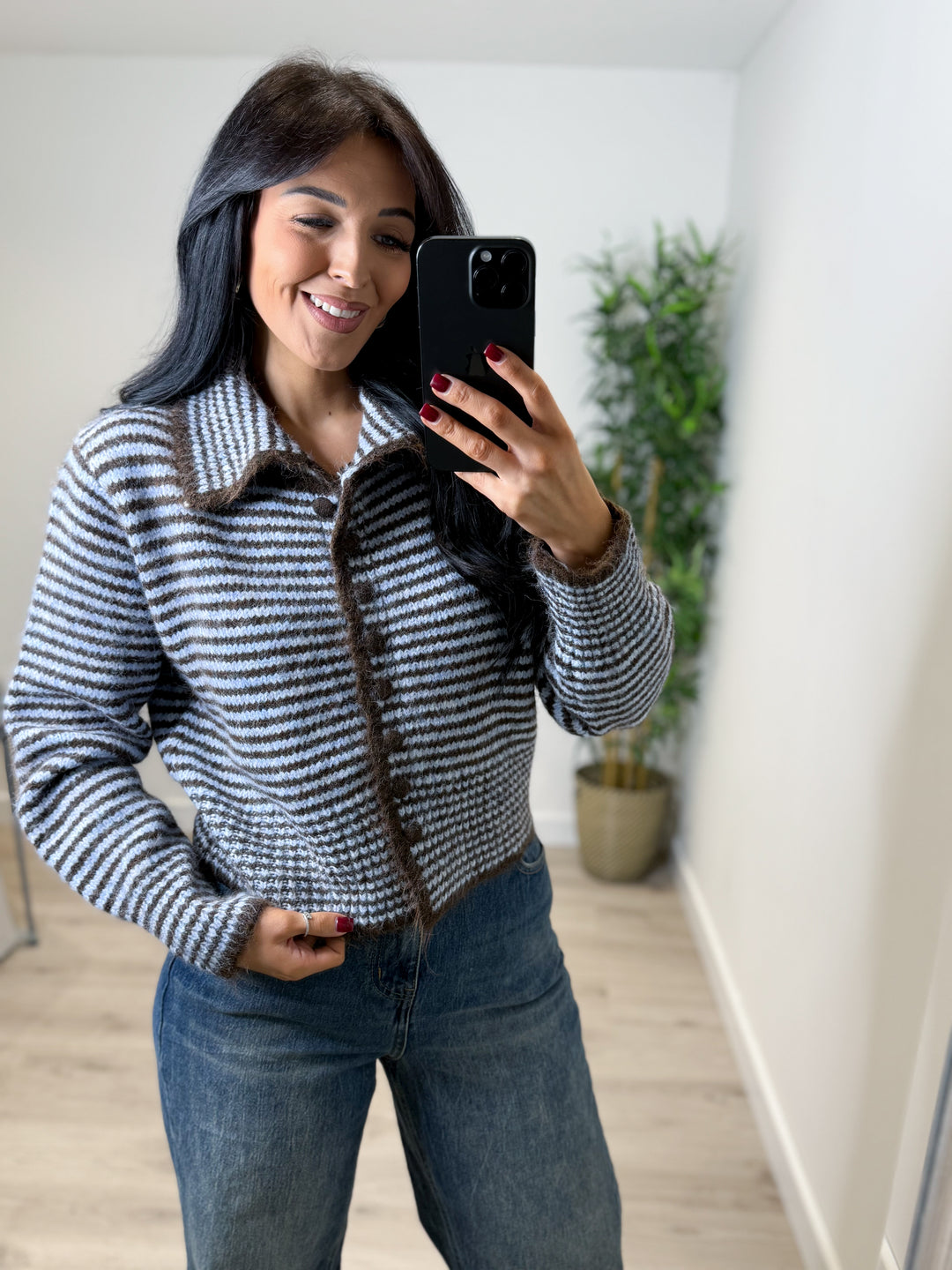 Elsa Stripe Top - Chocolate