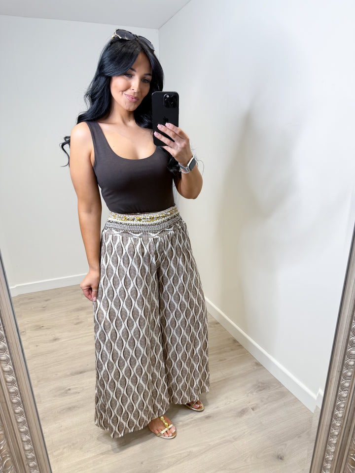 Printed Palazzo - Chocolate