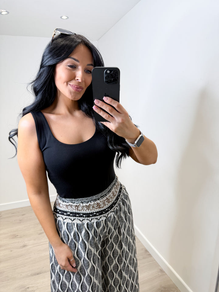 Printed Palazzo - Black
