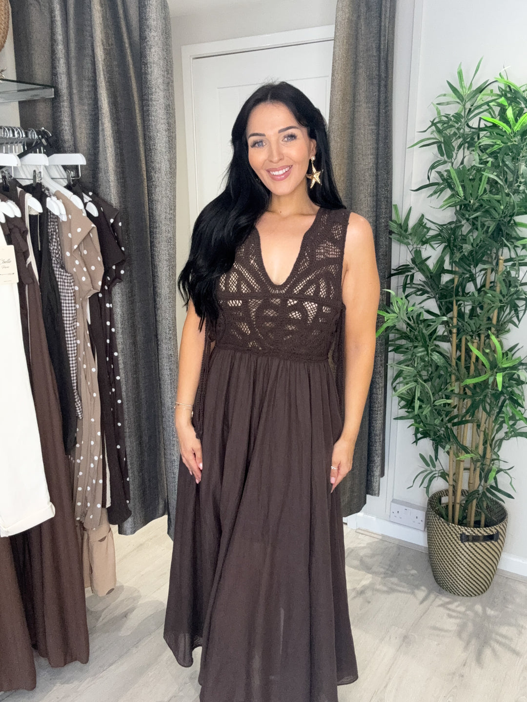 Alice Crochet Dress - Chocolate