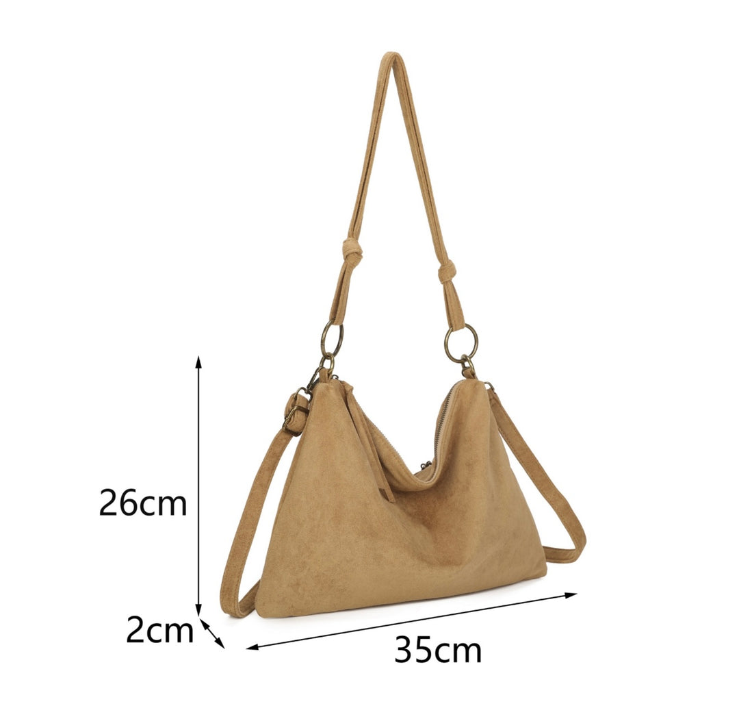 Faux Suede Black Ring Bag