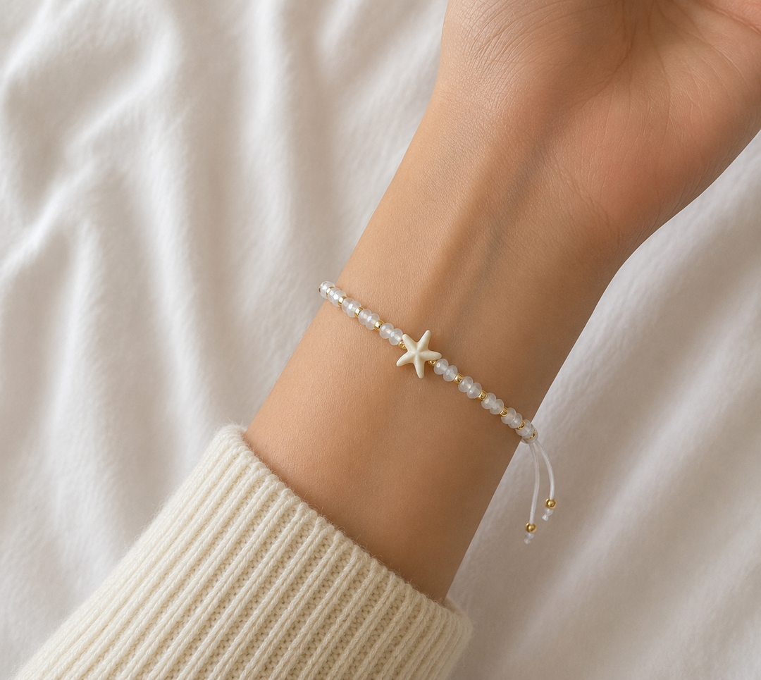 Starfish Beaded Bracelet - White