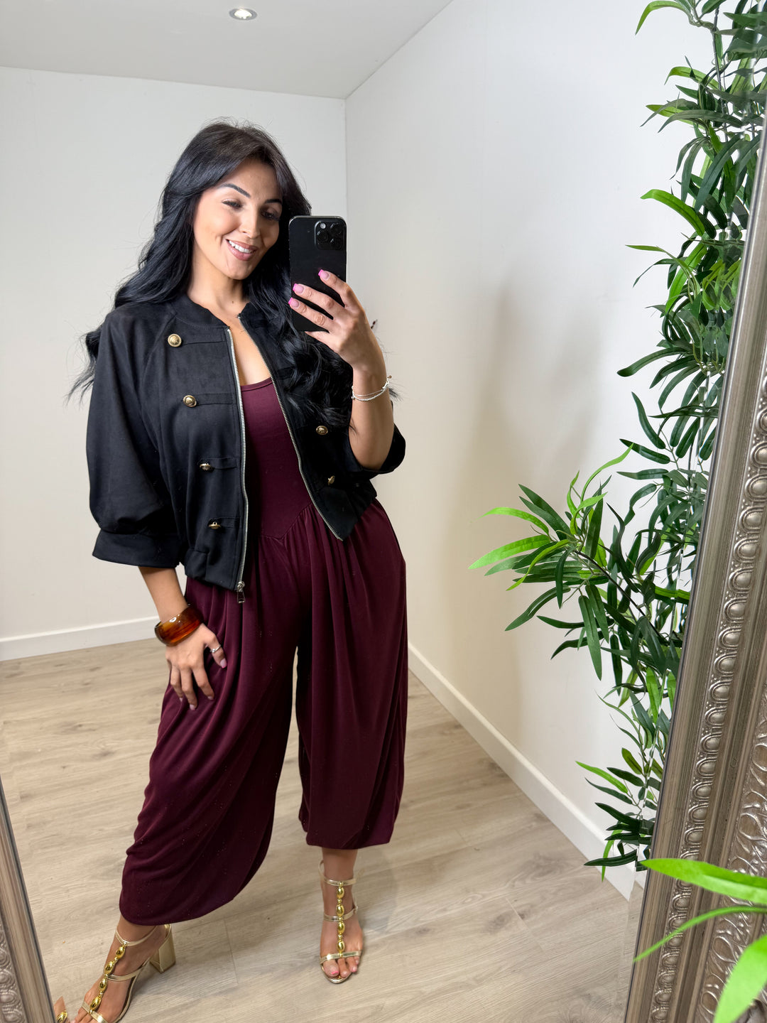 Soft Faux Suede Bomber Jacket - Black