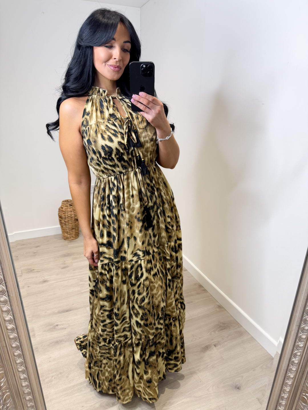Lucia Leopard Halter neck Dress