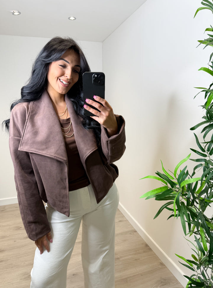 Miller Faux Suede Jacket - Chocolate