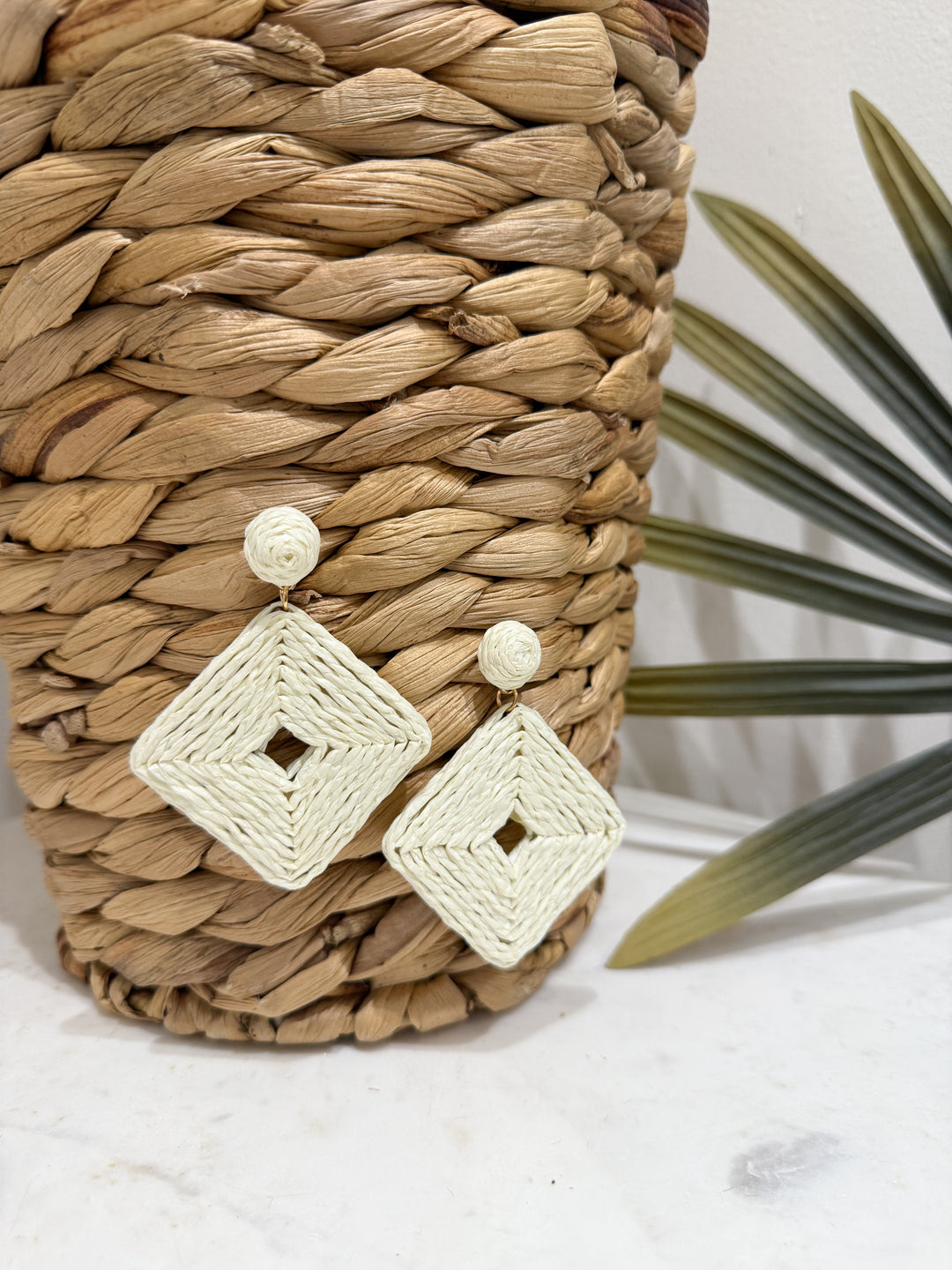 Square Summer Earrings - Beige