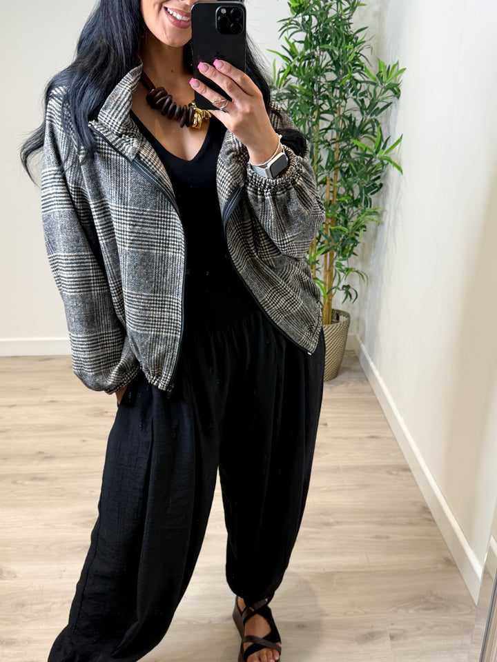 Gingham Jacket - Black