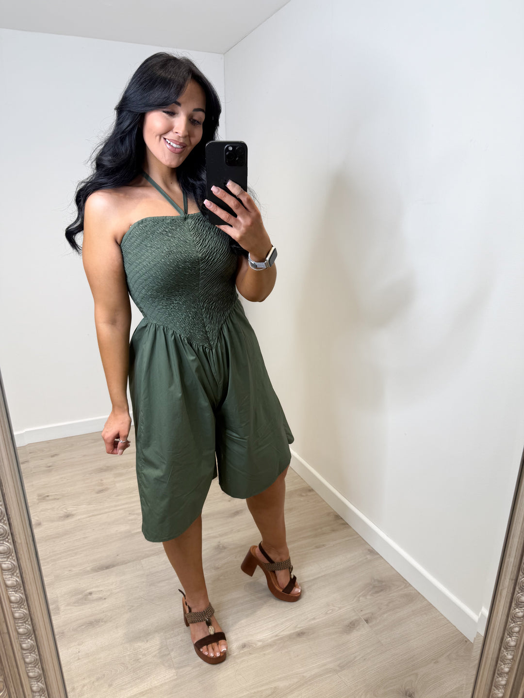 Lily Playsuit - Khaki Green