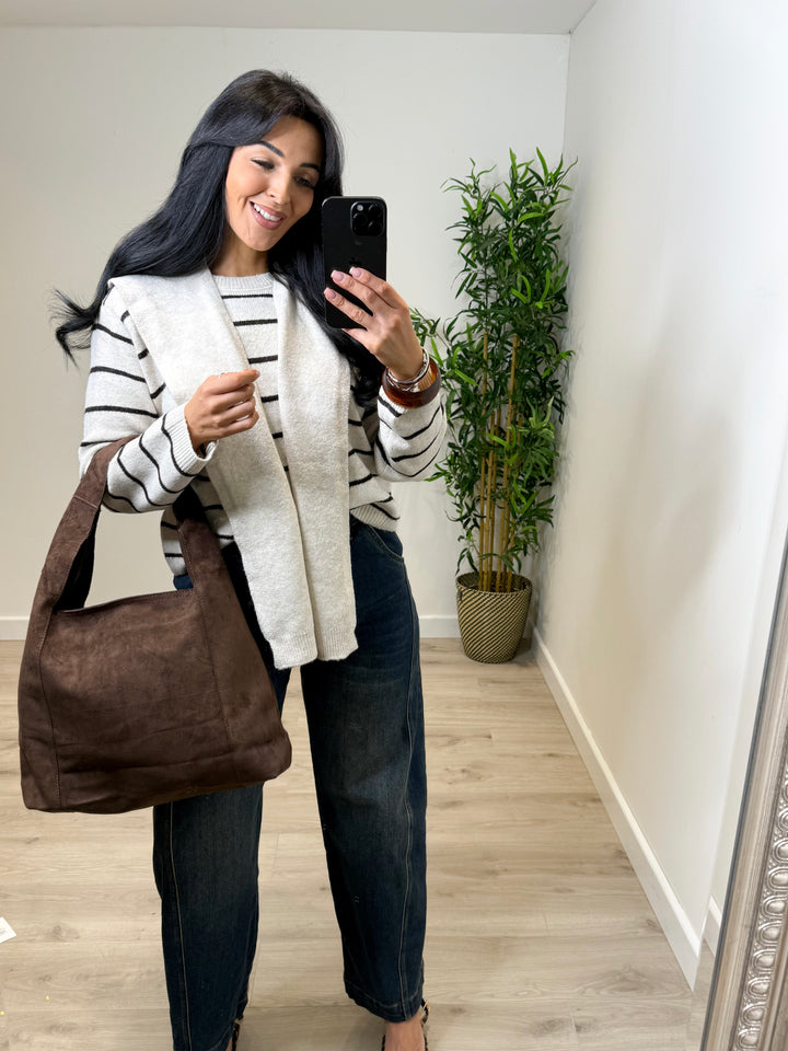 Sally Stripe Jumper - Chocolate