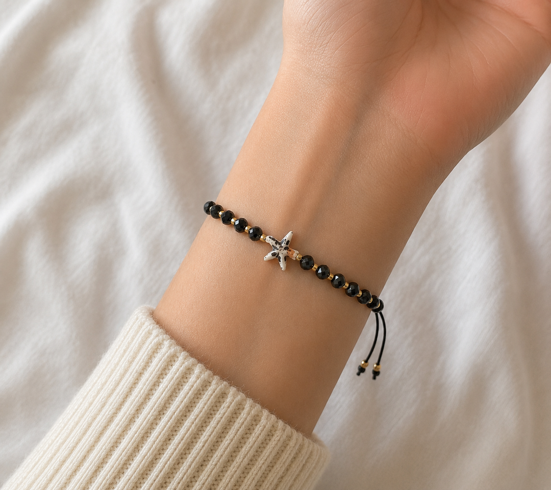 Starfish Beaded Bracelet - Black
