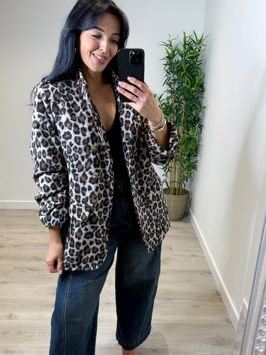 Leopard Fleece Military Blazer