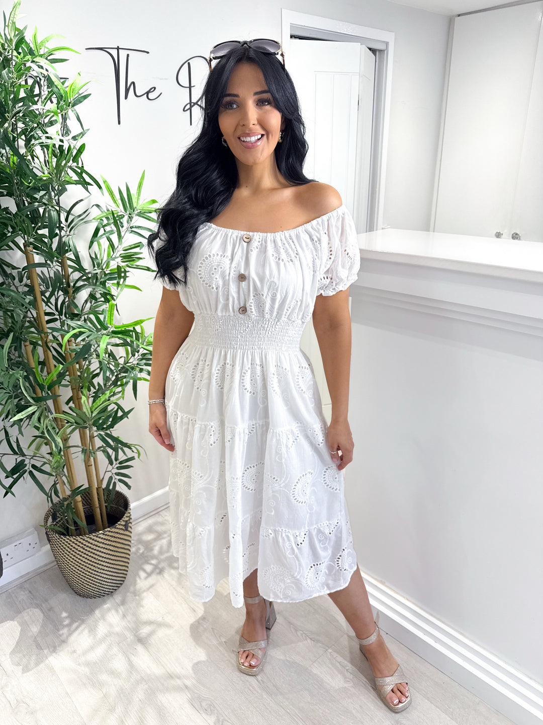 Broderie Anglaise Midi Dress