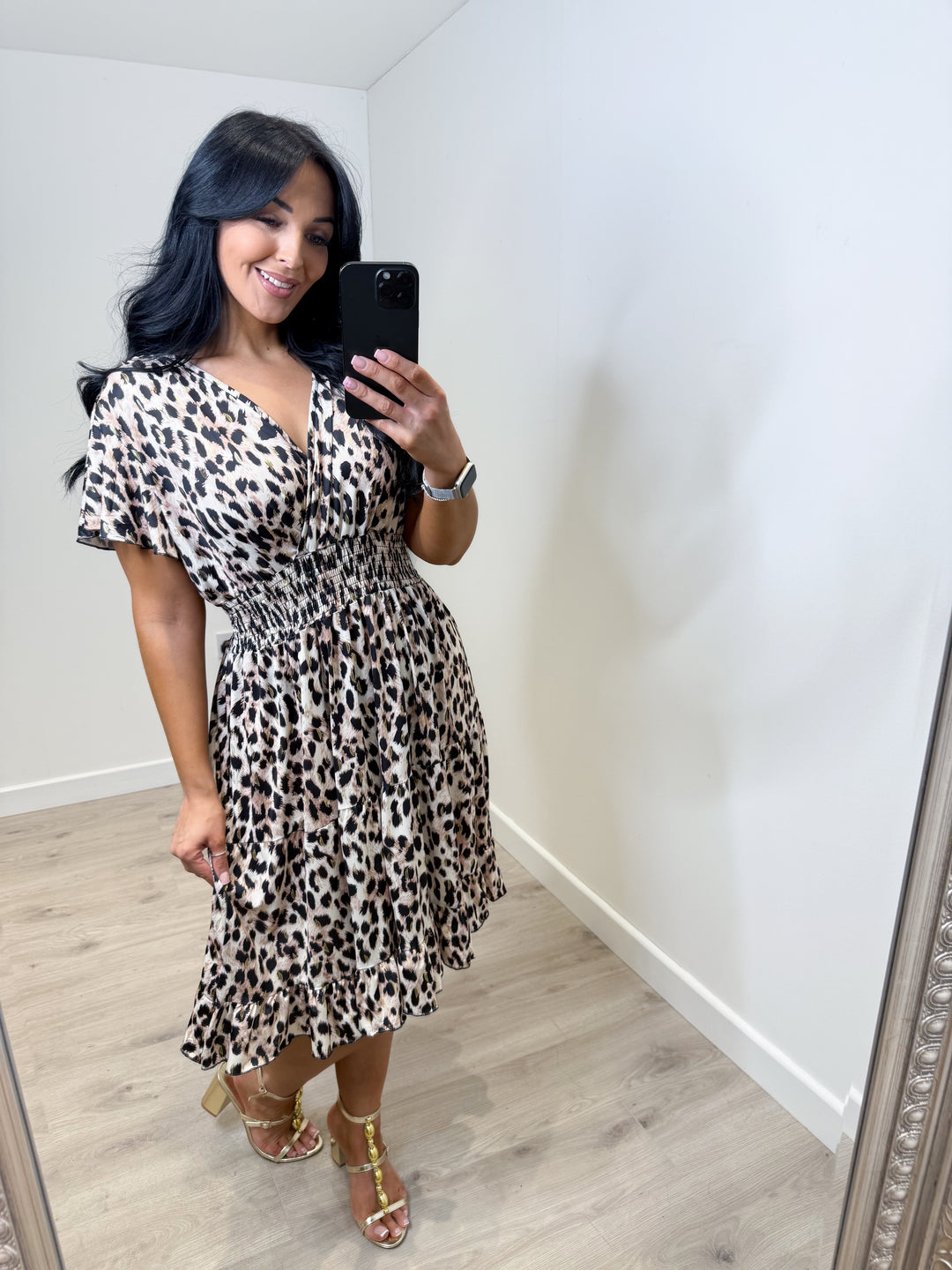 Jessy Light Leopard Magic Midi Dress