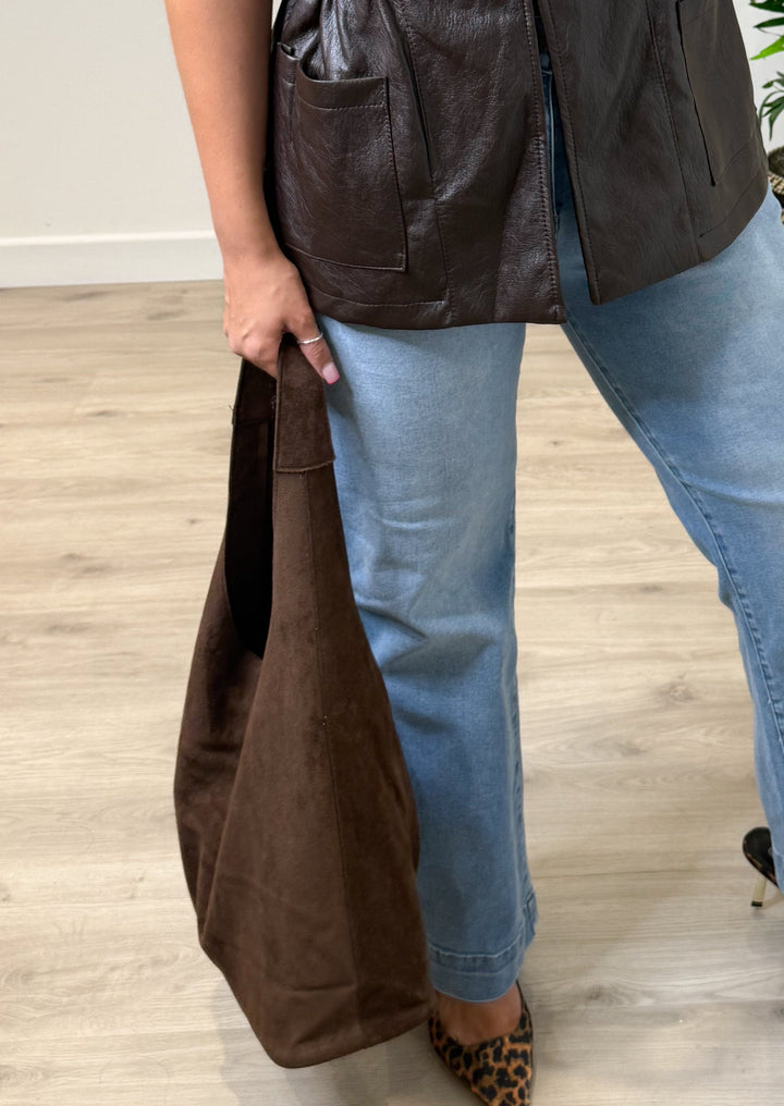 Faux Suede Chocolate Bag