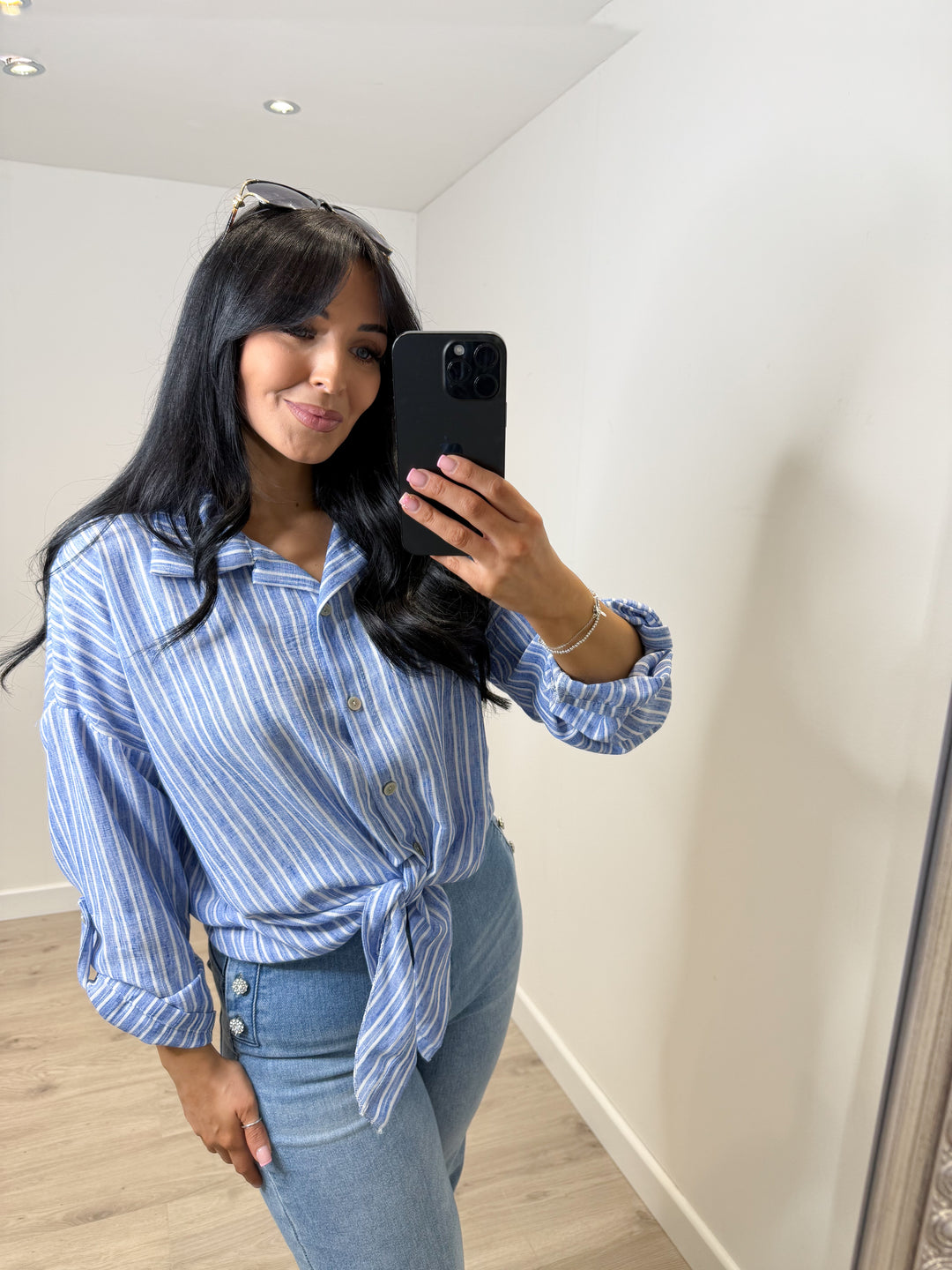 Stripe Tie Shirt - Blue
